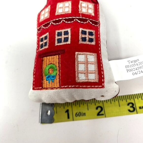 Target Fabric Plush House with Chimney Christmas Tree Ornament Red Wondershop - Picture 9 of 9
